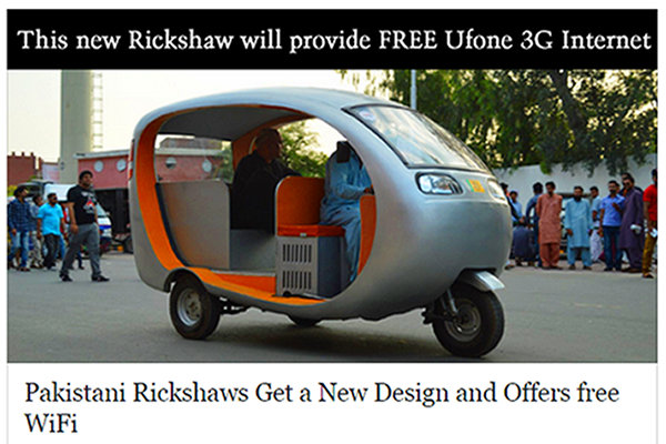 WiFi Rickshaw with free WiFi and GPS Service
