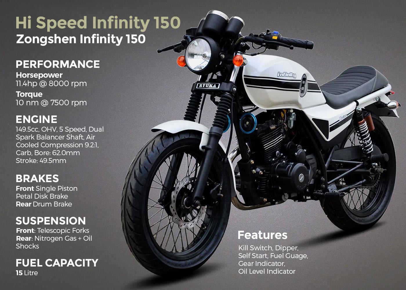 Hi Speed Infinity 150cc Bike Price in Pakistan 2024 Specification